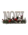 Flora Bunda 12in L Noel Sign W Cardinal Berries In White