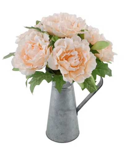Flora Bunda 13" Tall Peony In Tin In Gray