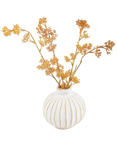 Flora Bunda 13in Plant Stems In Ceramic Vase In Yellow