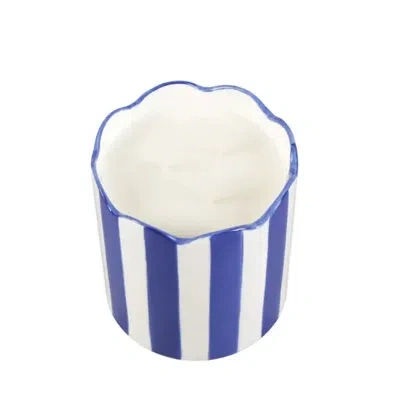 Flora Bunda 15 oz Blue & White Scallop Stripe Ceramic Candle – Sunshine