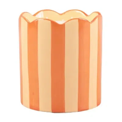 Flora Bunda 15 oz Orange Scallop Stripe Ceramic Candle – Fresh Peaches