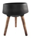 Flora Bunda 15inw Fiberglass Pot On Stand In Black