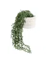 Flora Bunda 17.5" String Of Artificial Beads In 5" Geo Ceramic Pot In White,green-plants