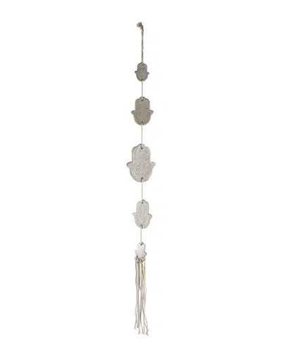 Flora Bunda 24in Hamsa's Hand Ceramic With Tassel In Ivory