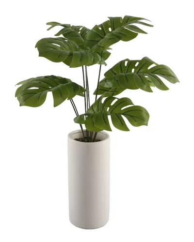 Flora Bunda 24in Palm In 10.5in Textured Ceramic Vase In White