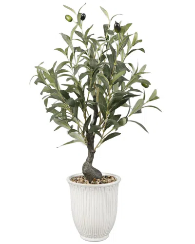 Flora Bunda 25.5in Olive Tree In Texture Ceramic Planter In Green