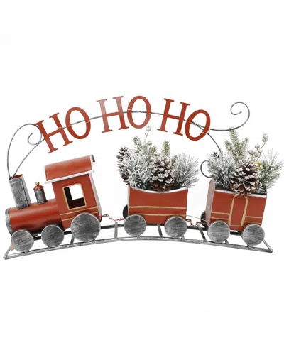 Flora Bunda 28.75in L Led Tin Train With Pines In Orange
