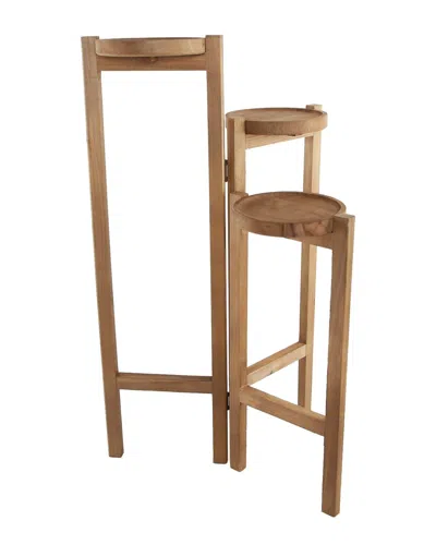 Flora Bunda 30in Wood 3-tier Planter Stand In Brown