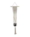 Flora Bunda 33in Hanging Macrame With 4in Ceramic Pot In White