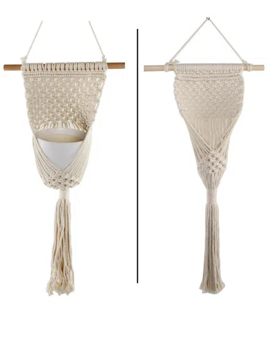 Flora Bunda 33in Macrame Plant Hanger In White