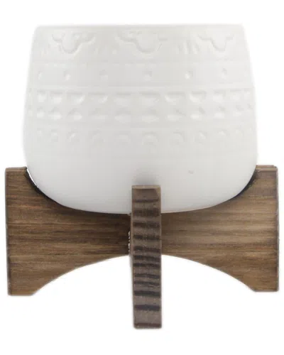 Flora Bunda 3.5in Mayan Ceramic Planter On Stand In White