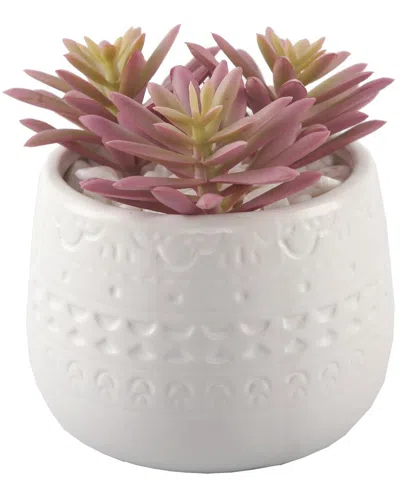 Flora Bunda 4.25in Pink Cactus In Mayan Pot In White