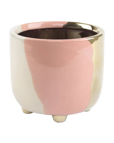 Flora Bunda 4.8in 3-toned Footed Ceramic Planter In Blush
