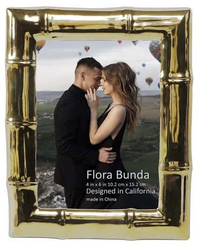 Flora Bunda 4x6 Bamboo Ceramic Photo Frame In Gold