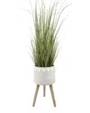 Flora Bunda 5ft Onion Grass In 12in Railroad Fiberglass On Stand In Neutral