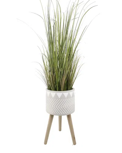 Flora Bunda 5ft Onion Grass In 12in Railroad Fiberglass On Stand In Neutral