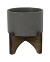 Flora Bunda 5in Argyle Ceramic Planter On Wood Stand In Gray
