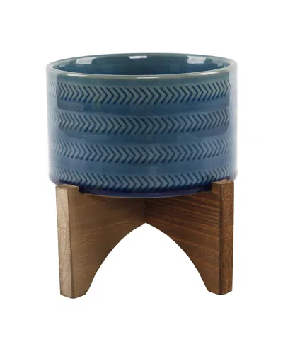 Flora Bunda 5in Arrow Ceramic Planter On Wood Stand In Clear