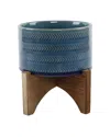 Flora Bunda 5in Arrow Ceramic Planter On Wood Stand In Clear