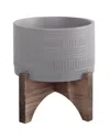 Flora Bunda 5in Pueblo Pot With Wood Stand In Gray