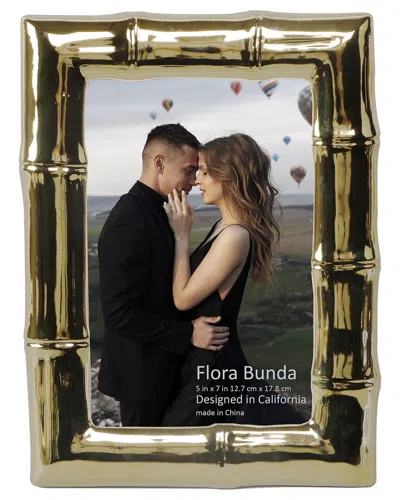 Flora Bunda 5x7 Bamboo Ceramic Photo Frame In Gold