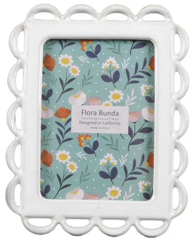 Flora Bunda 5x7 Ceramic Photo Frame In White