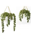Flora Bunda 6.75in & 4.5in Empty Hanging Geo Planters In White