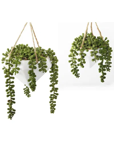 Flora Bunda 6.75in & 4.5in Empty Hanging Geo Planters In White
