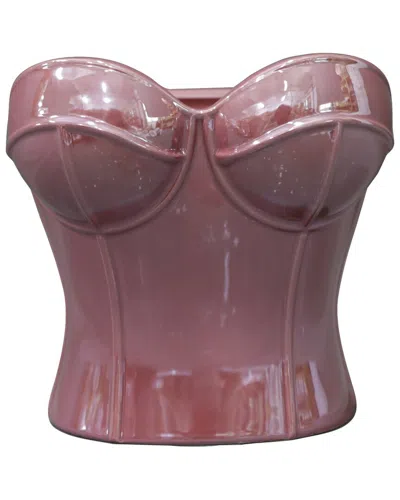 Flora Bunda 7.25in Ceramic Corset Vase In Pink