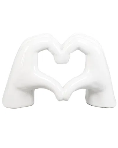 Flora Bunda 7.5in Ceramic Heart Hand In White