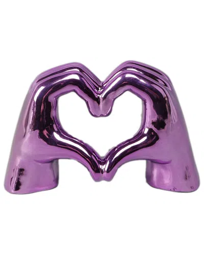 Flora Bunda 7.5in Metallic Ceramic Heart Hand In Pink
