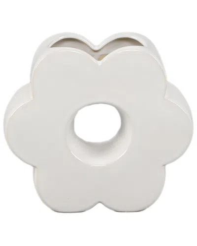 Flora Bunda 7in Ceramic Flower Vase In White