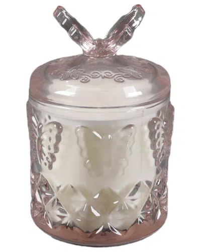 Flora Bunda 7oz Glass Candle With Butterfly Lid - Peony In Pink
