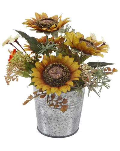 Flora Bunda 8in Tall Sunflowers Mix In Yellow