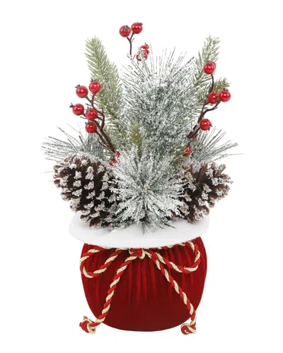 Flora Bunda 8in X 12.5h Xmas Tree Gift Bag In Red