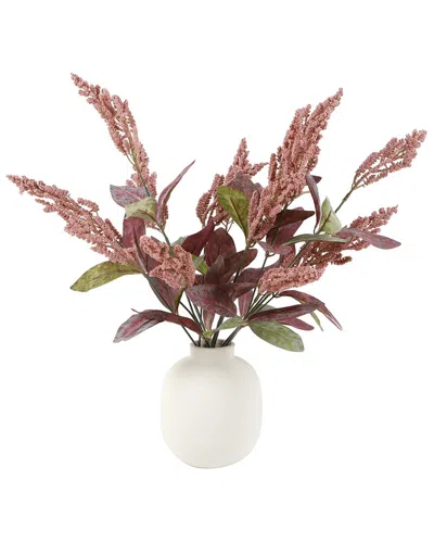 Flora Bunda 9in Faux Foliage Arrangement In Vase In White