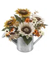 Flora Bunda 9in Sunflowers Mix In Watering Can In Multi