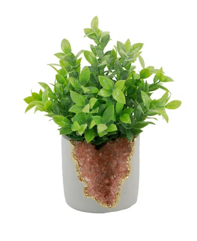 Flora Bunda Amethyst Crystal Planter, 4.75" In Pink,gray,green