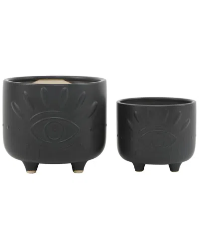Flora Bunda Amethyst Crystal Planter In Black