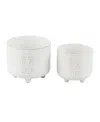 Flora Bunda Be Kind Footed Ceramic Planter, Set Of 2 In Ivory