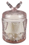 Flora Bunda Butterfly Pink Glass Floral Candle