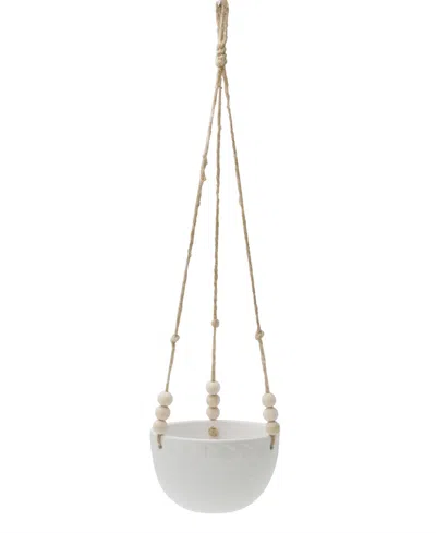 Flora Bunda Caveman Ceramic Hanging Planter, 5.38" In Matte White