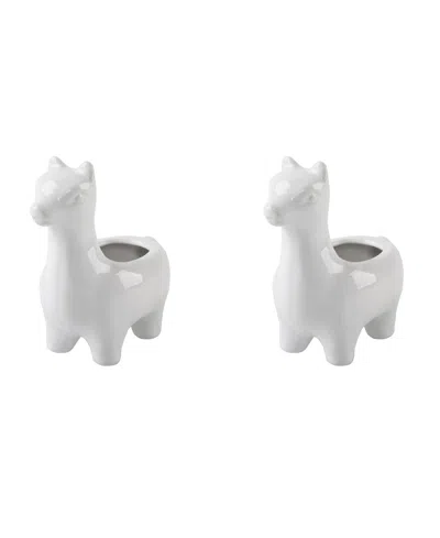 Flora Bunda Set Of 2 White 5in Ceramic Llama Empty