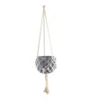 Flora Bunda Ceramic Macrame Hanging Planter, 5" X 5" In Blue