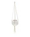 Flora Bunda Ceramic Macrame Hanging Planter, 5" X 5" In Matte White