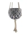 Flora Bunda Ceramic Macrame Hanging Planter In Blue