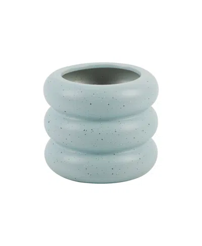 Flora Bunda Ceramic Ribbed Plant Pot, 6" In Blue