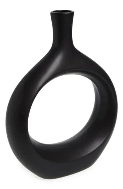 Flora Bunda Decorative Ceramic Vase In Black