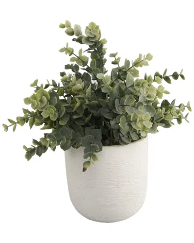 Flora Bunda Eucalyptus 4.5in Ceramic Texture Planter In White
