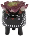 Flora Bunda Faux Succulent In Small Cat Ceramic Planter